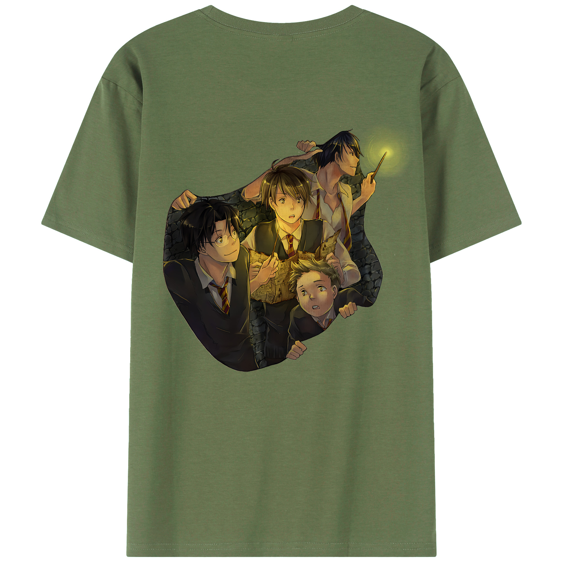 （画像用） Harry Potter ハリー・ポッターシリーズ 綿100％ メンズ半袖Tシャツ（バックプリント） 通気性